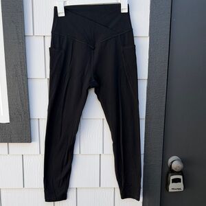 CRZ YOGA Butterluxe Womens Crossover Waist Workout Leggings with Pockets 25”